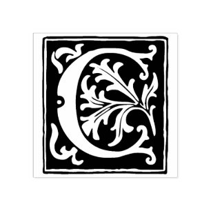 Blommigt Alfabet Brev C-Vintage Typografi Stämpel