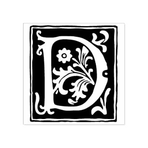 Blommigt Alfabet Brev D Vintage Typografi Stämpel