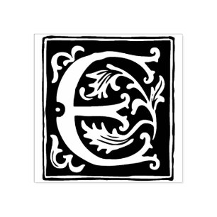 Blommigt Alfabet Brev E-Vintage Typografi Stämpel