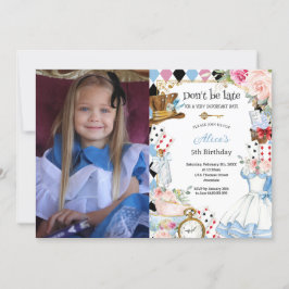 Blommigt Alice i Wonderland Birthday Tea Party Inbjudningar