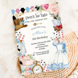 Blommigt Alice i Wonderland Birthday Tea Party Inbjudningar
