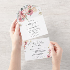 Blommigt alla i en bröllopsinbjudan