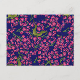 Blommigt Alligator Gator Girl Flowers Krokodiler Vykort