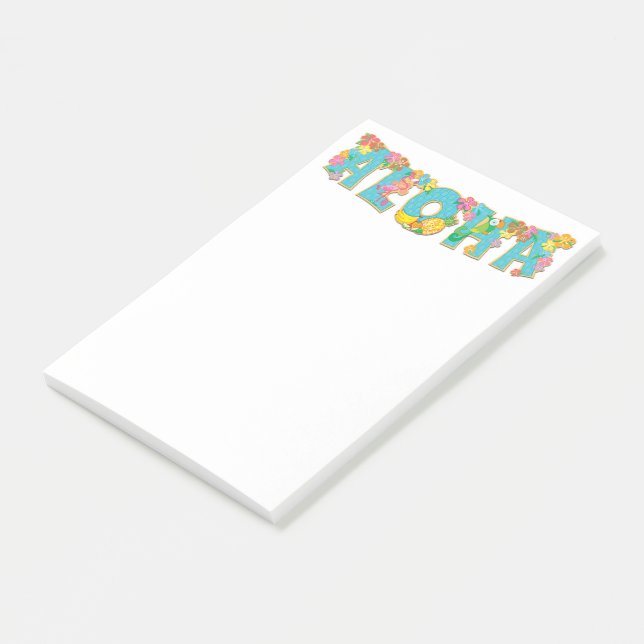 Blommigt Aloha Typography Post-it Block (Vinklad)
