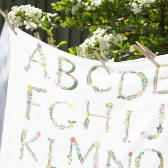 Blommigt Alphabet ABC Fleece Blanket (Skapare uppladdad)