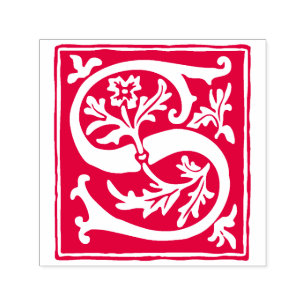 Blommigt Alphabet Brev S Vintage Typografi Självfärgande Stämpel