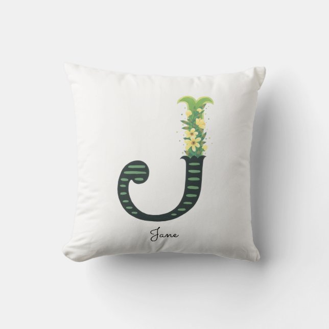 Blommigt Alphabet - J - Dekorativ kudde (Framsida)