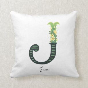 Blommigt Alphabet - J - Dekorativ kudde