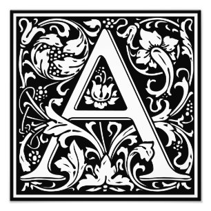 Blommigt Alphabet Monogram Brev A Photo Print Fototryck
