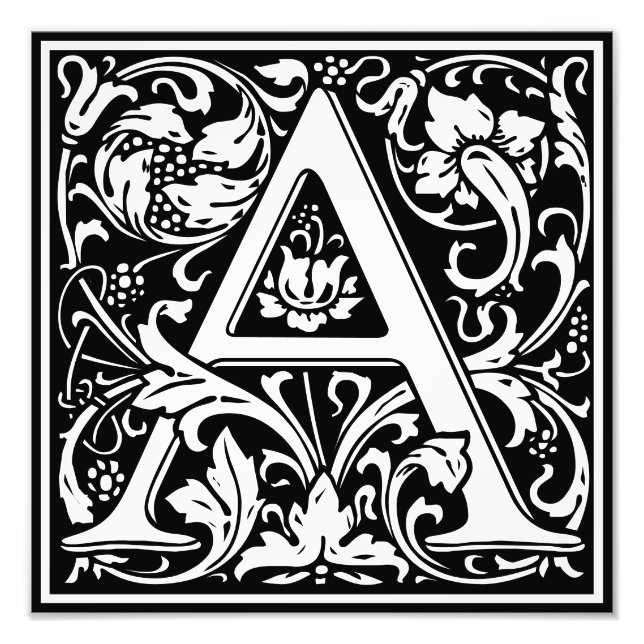 Blommigt Alphabet Monogram Brev A Photo Print Fototryck (Framsidan)