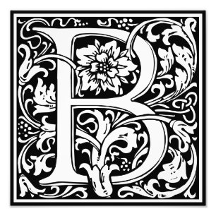 Blommigt Alphabet Monogram Brev B fotoutskrift Fototryck
