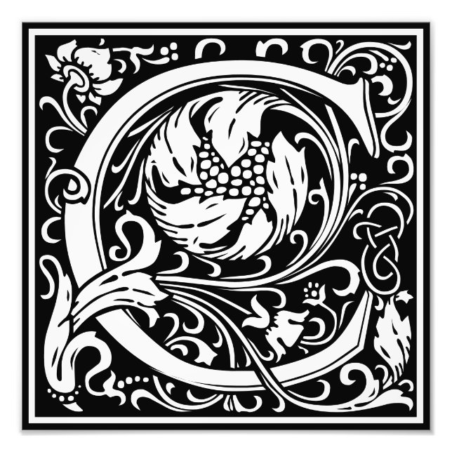 Blommigt Alphabet Monogram Brev C Photo Print Fototryck (Framsidan)