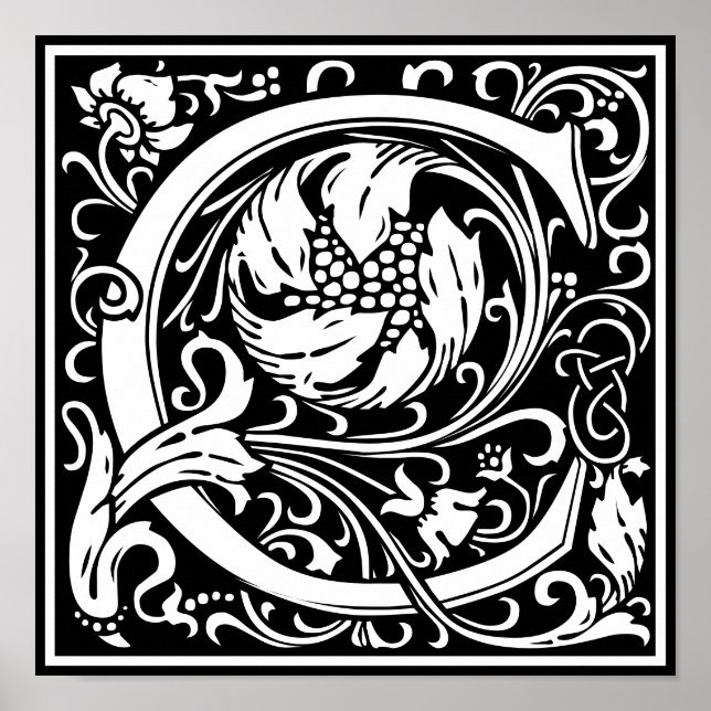 Blommigt Alphabet Monogram Brev C Poster (Framsidan)