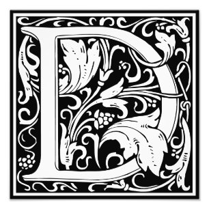 Blommigt Alphabet Monogram Brev D Photo Print Fototryck