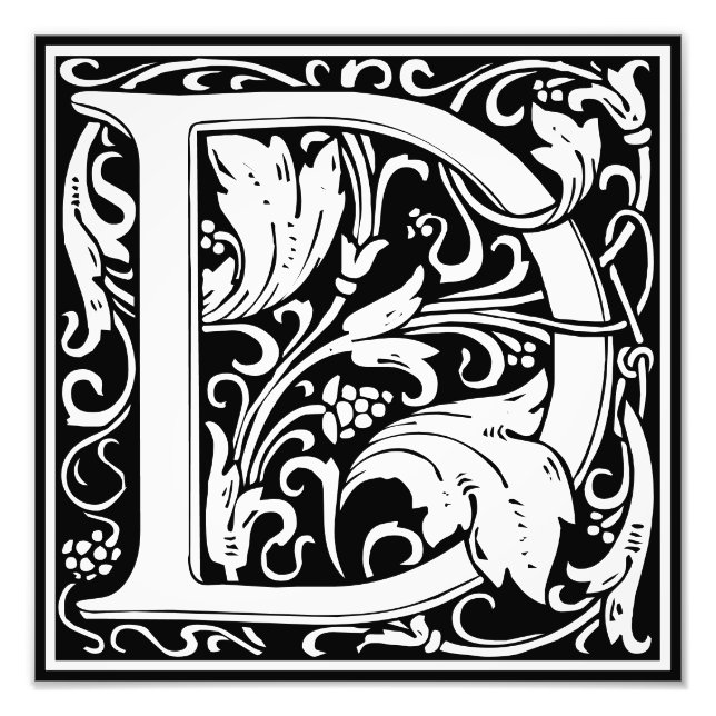 Blommigt Alphabet Monogram Brev D Photo Print Fototryck (Framsidan)