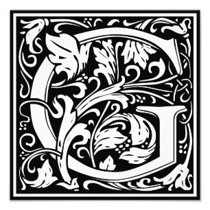 Blommigt Alphabet Monogram Brev G Photo Print Fototryck
