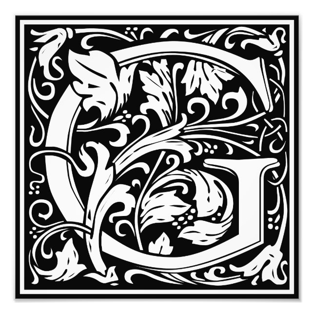 Blommigt Alphabet Monogram Brev G Photo Print Fototryck (Framsidan)