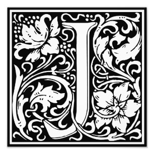 Blommigt Alphabet Monogram Brev J Photo Print Fototryck