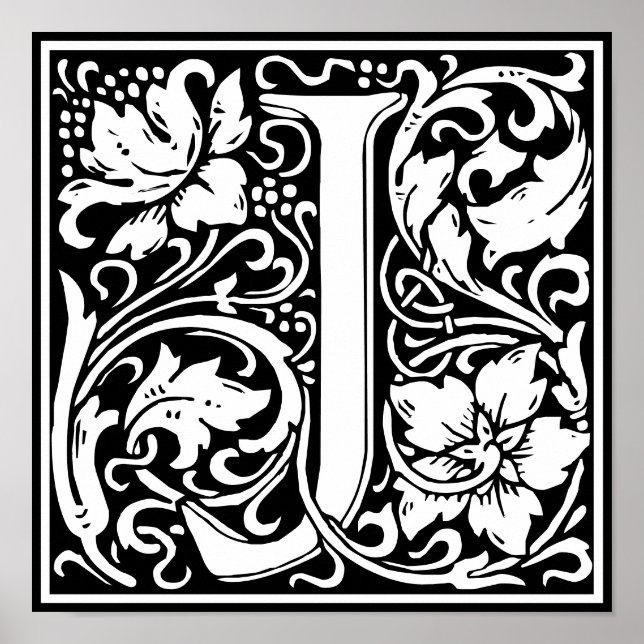 Blommigt Alphabet Monogram Brev J Poster (Framsidan)