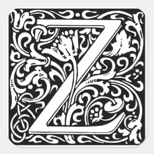 Blommigt Alphabet Monogram Brev M Fyrkantigt Klistermärke