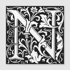 Blommigt Alphabet Monogram Brev N Morris