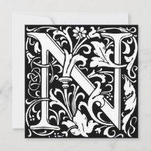 Blommigt Alphabet Monogram Brev N Morris