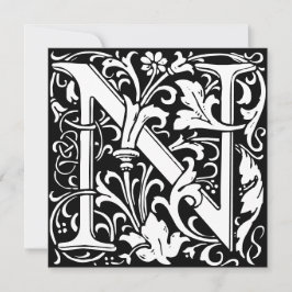 Blommigt Alphabet Monogram Brev N Morris