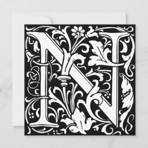 Blommigt Alphabet Monogram Brev N Morris
