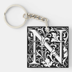 Blommigt Alphabet Monogram Brev N Tile Morris
