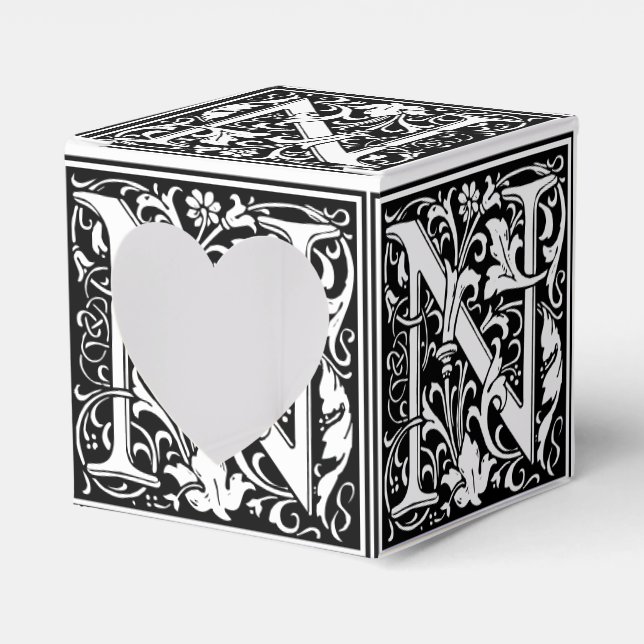 Blommigt Alphabet Monogram Brev N Tile Morris Presentaskar (Framsidan Sidan)