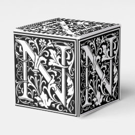 Blommigt Alphabet Monogram Brev N Tile Morris Presentaskar