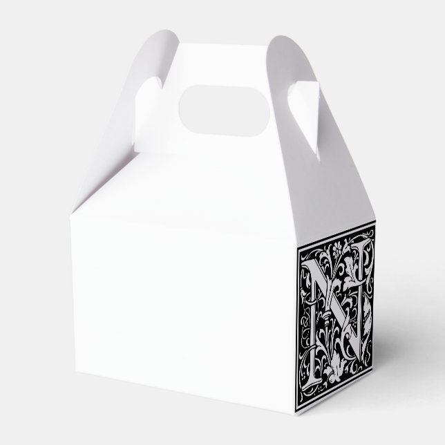 Blommigt Alphabet Monogram Brev N Tile Morris Presentaskar (Framsidan Sidan)