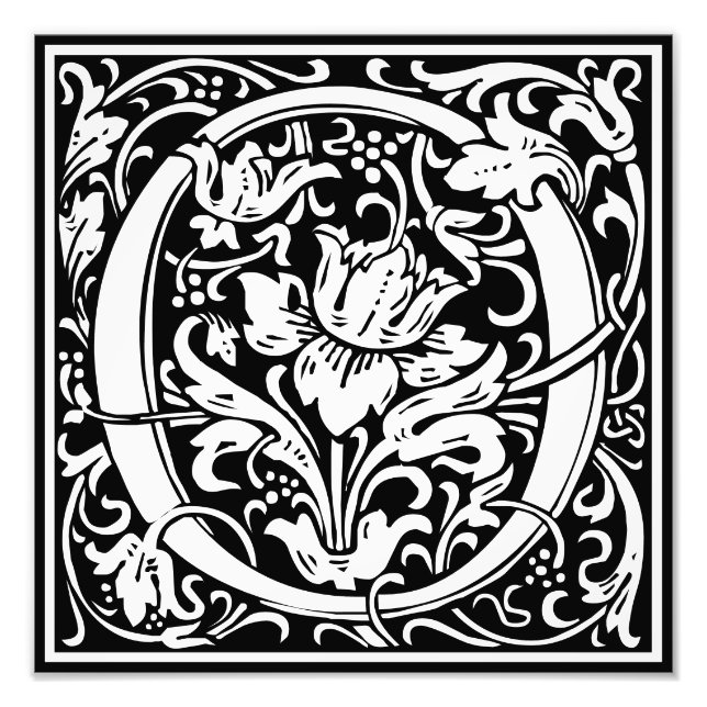 Blommigt Alphabet Monogram Brev O Photo Print Fototryck (Framsidan)