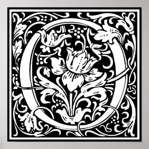 Blommigt Alphabet Monogram Brev O Poster