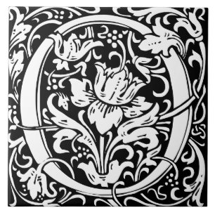 Blommigt Alphabet Monogram Brev O Tile Kakelplatta