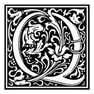 Blommigt Alphabet Monogram Brev Q Photo Print Fototryck