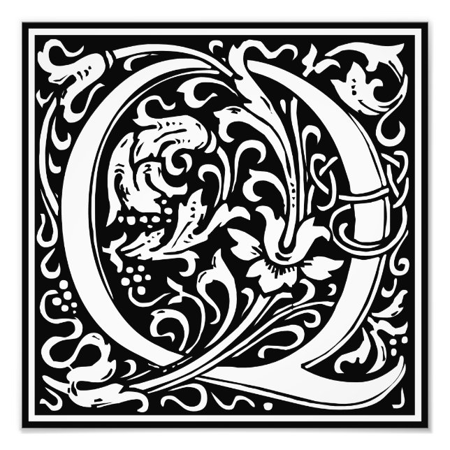 Blommigt Alphabet Monogram Brev Q Photo Print Fototryck (Framsidan)