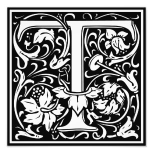 Blommigt Alphabet Monogram Brev T-fotoutskrift Fototryck