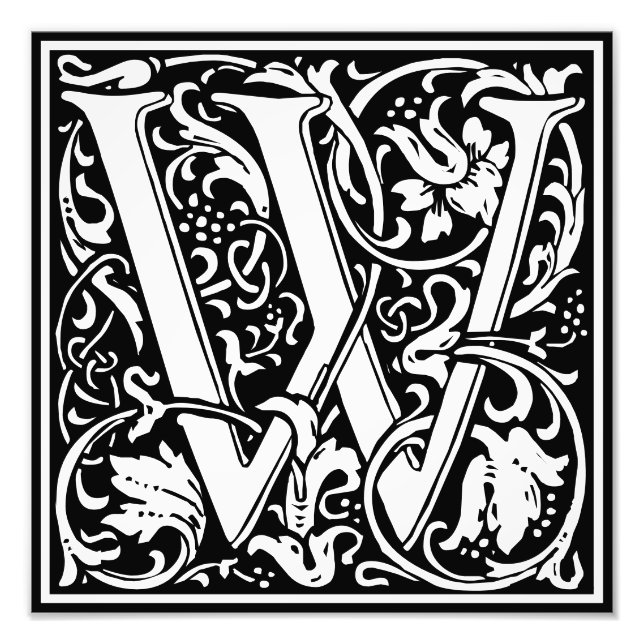 Blommigt Alphabet Monogram Brev W Photo Print Fototryck (Framsidan)