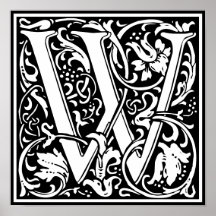 Blommigt Alphabet Monogram Brev W Photo Print