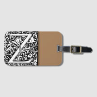 Blommigt Alphabet Monogram Brev Z Luggage Tag