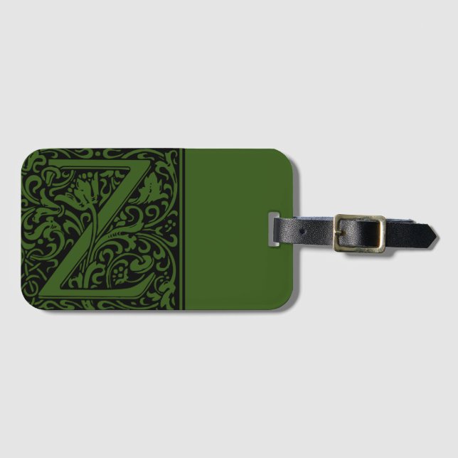 Blommigt Alphabet Monogram Brev Z Luggage Tag Bagagebricka (Framsida horisontal)