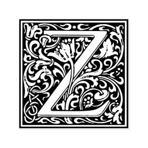 Blommigt Alphabet Monogram Brev Z Självfärgande Stämpel