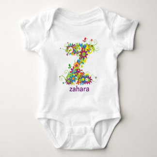 Blommigt Alphabet Namn Baby Tee (Monogram Z) Shirt