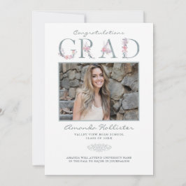 Blommigt Alphabet Photo Grad Announcement Meddelande