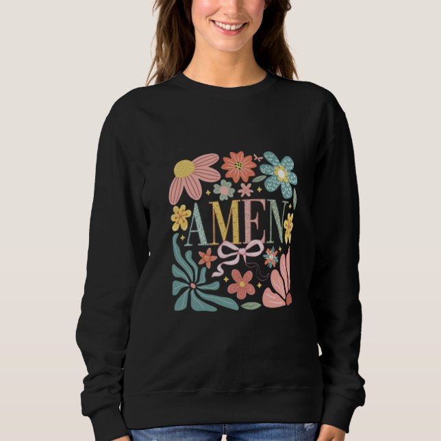 Blommigt Amen Art T Shirt (Framsida)