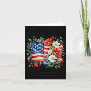 Blommigt American Flagga Flowers 4:e juli Patrioti Kort