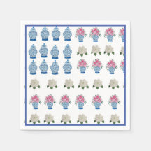 Blommigt American Flagga Ginger Burk Papper Guest 