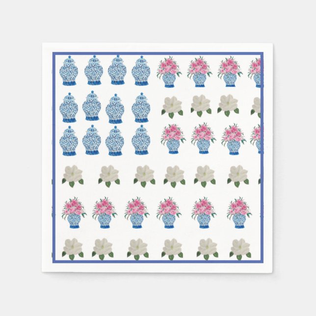 Blommigt American Flagga Ginger Burk Papper Guest  Pappersservett (Framsidan)