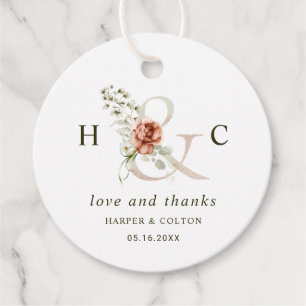 Blommigt Ampersand Elegant bröllop Tack Gåvor Etiketter
